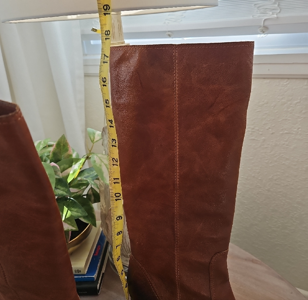 Vince Camuto Chestnut Leather Heeled Boots Dip Dyed Toe - Picture 7 of 8